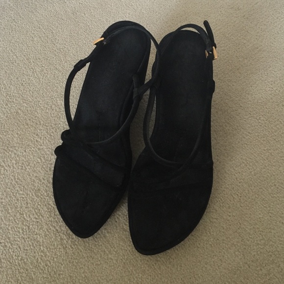 Black Suede PRADA wedge sandals. - Picture 1 of 4